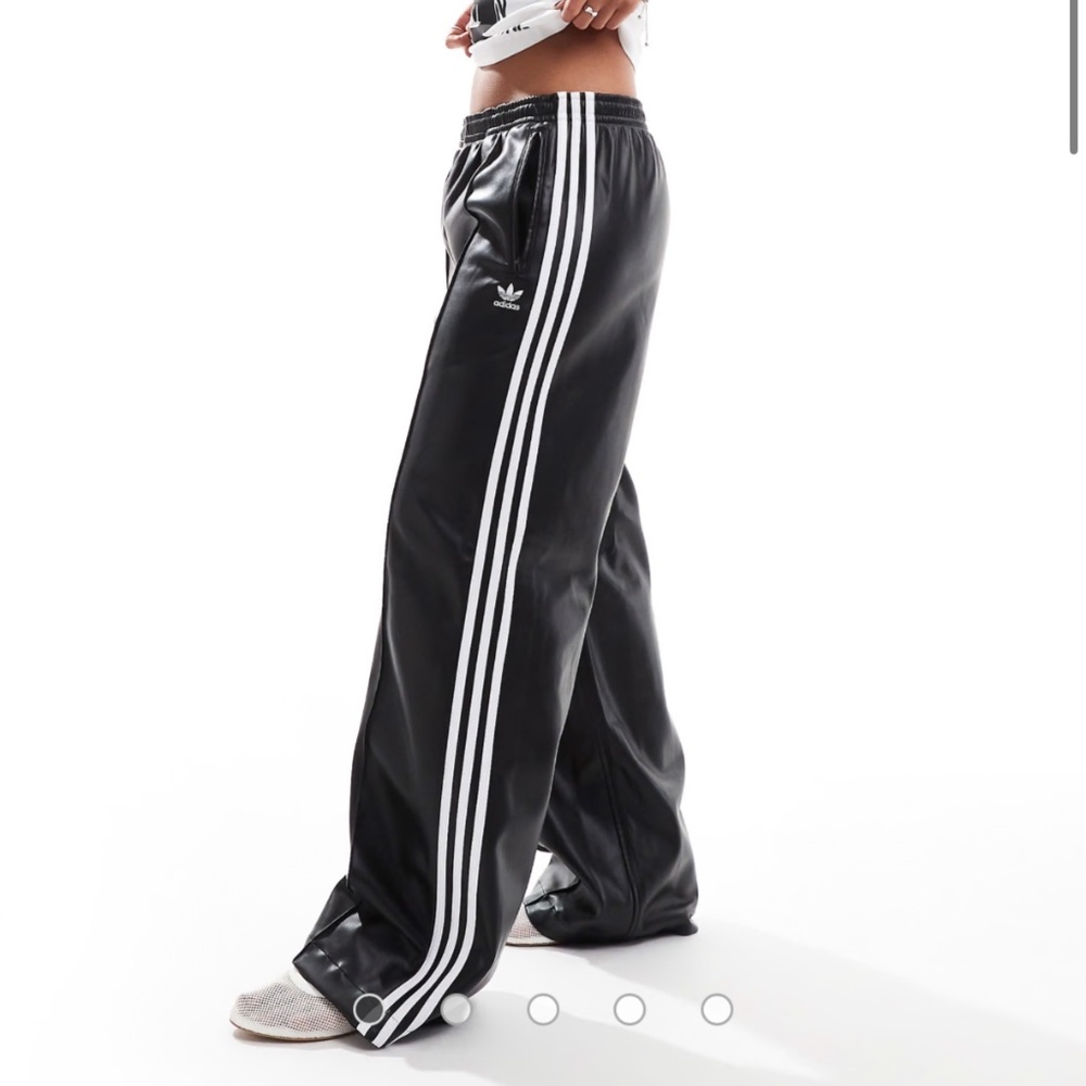 Adidas Originals Adicolour faux leather track pants in black